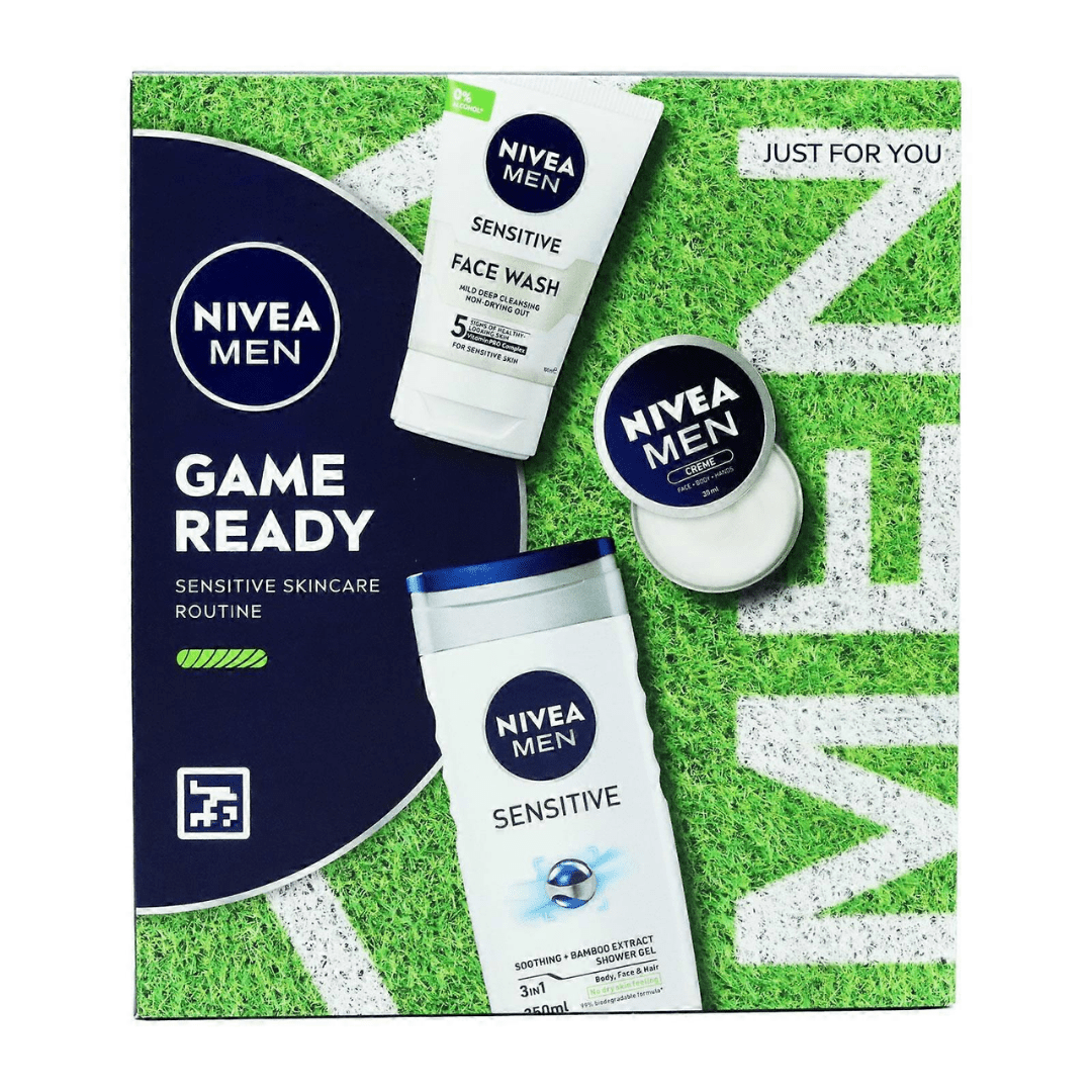 Nivea Men Game Ready Sensitive Skincare Gift Set (3 - Piece) - HERS